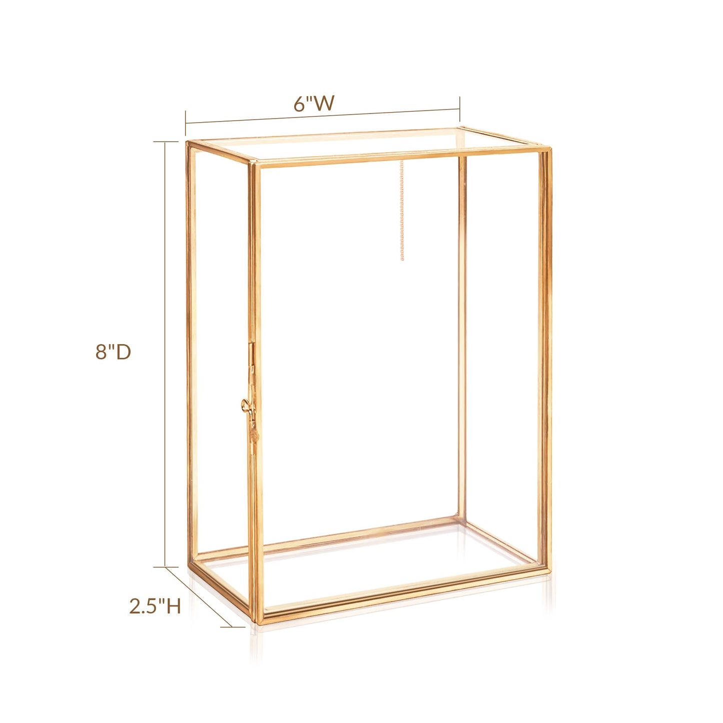 Glass Gold Metal with Chain and Velvet Bottom Jewelry Organizer Box | Card box for Weddings, Events, Baby Showers, and Birthdays