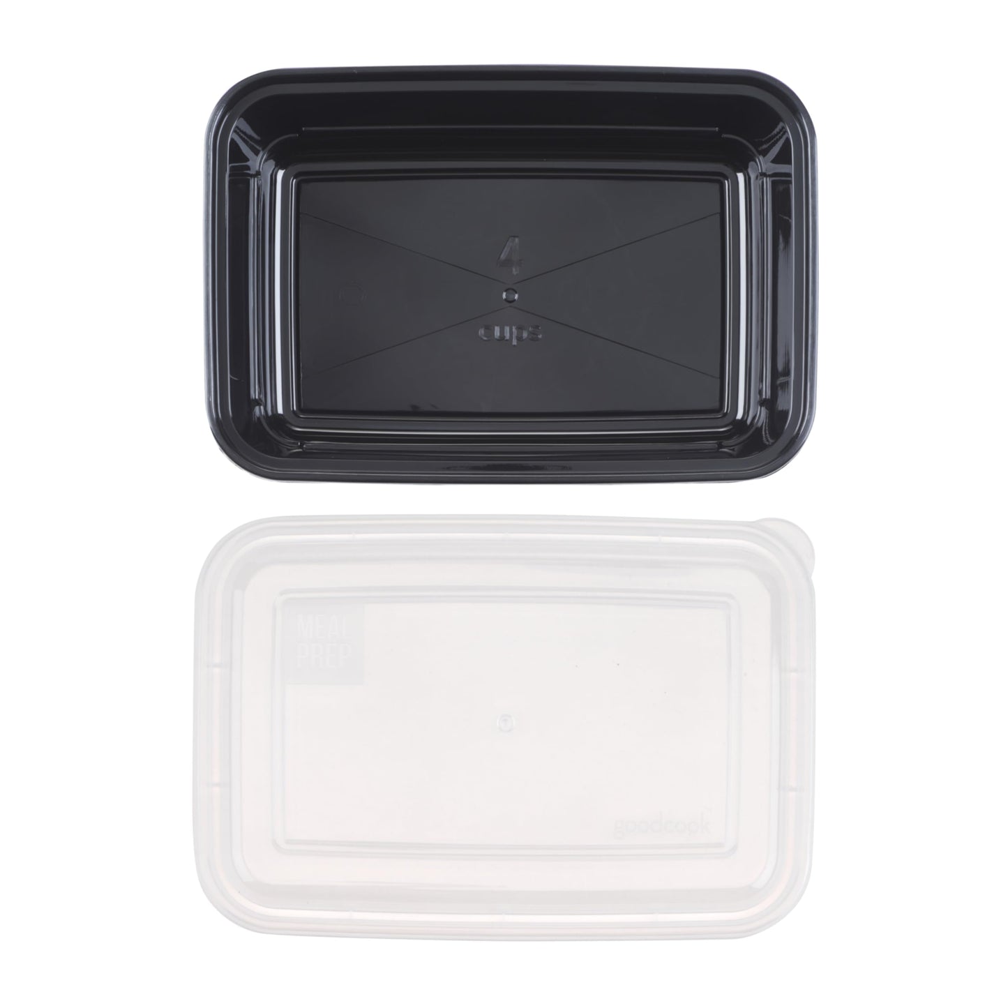 GoodCook Meal Prep Rectangle Single Compartment 30 units, Black, BPA Free
