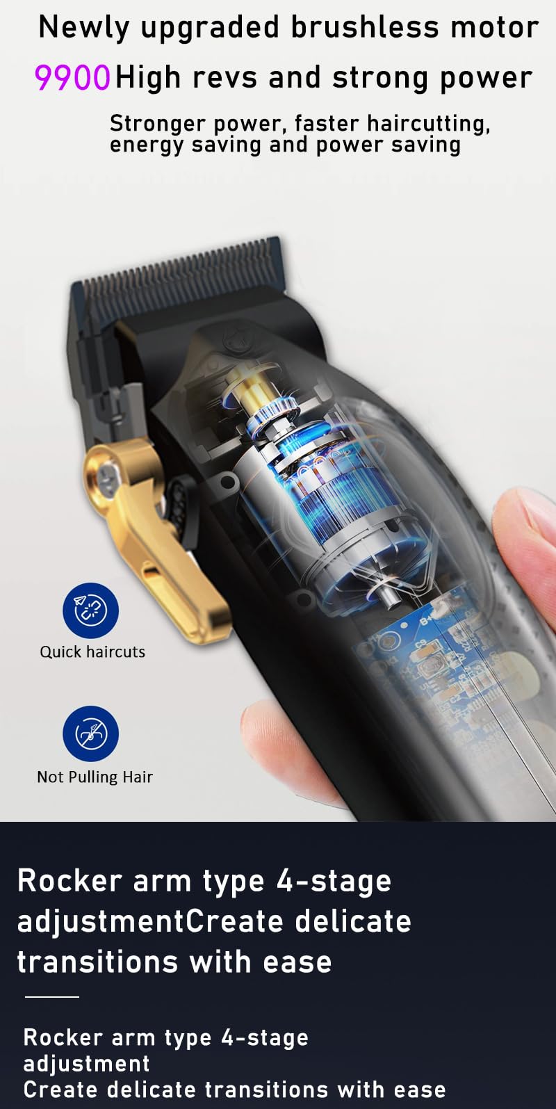 Barber Hair Clippers [Brushless 9900RPM & Cordless] for Men Professional & Trimmers Set with USB-C Charging Stand Tools Cutting Kit with LCD Display 4 Beauty and Personal Care GLESVOWIO
