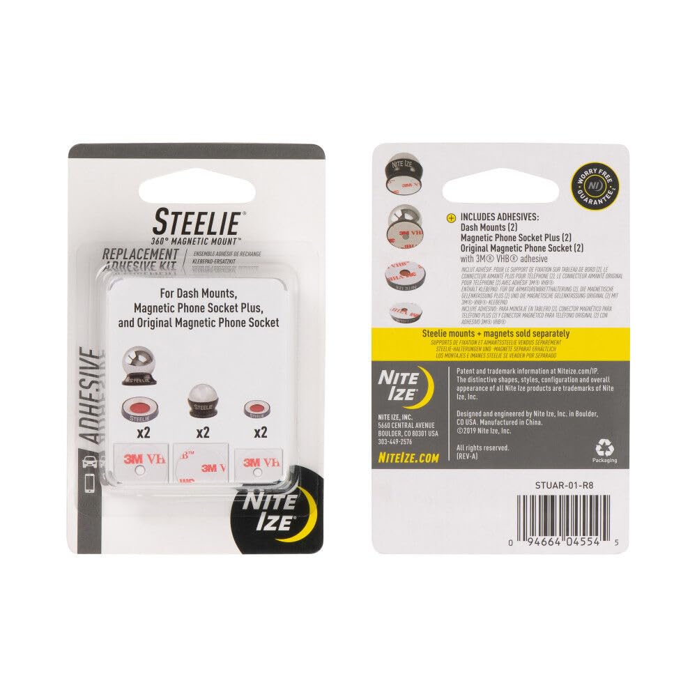 Nite IZE Steelie Universal Adhesive Replacement Kit - for Dash Mount and Phone Sockets
