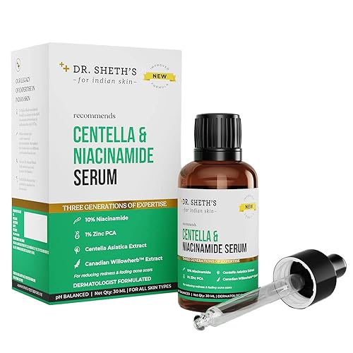 Dr. Sheth's Centella & Niacinamide Face Serum | Helps Reduces Acne & Scars | Controls Sebum & Soothes Redness | Unisex Formula for All Skin Types