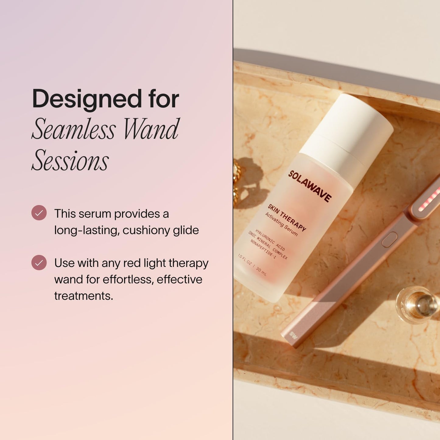 Solawave Wand Skin Therapy Activating Serum | Hyaluronic Acid and Peptides | Enhance Skincare Device Results | Hydrating Microcurrent Galvanic