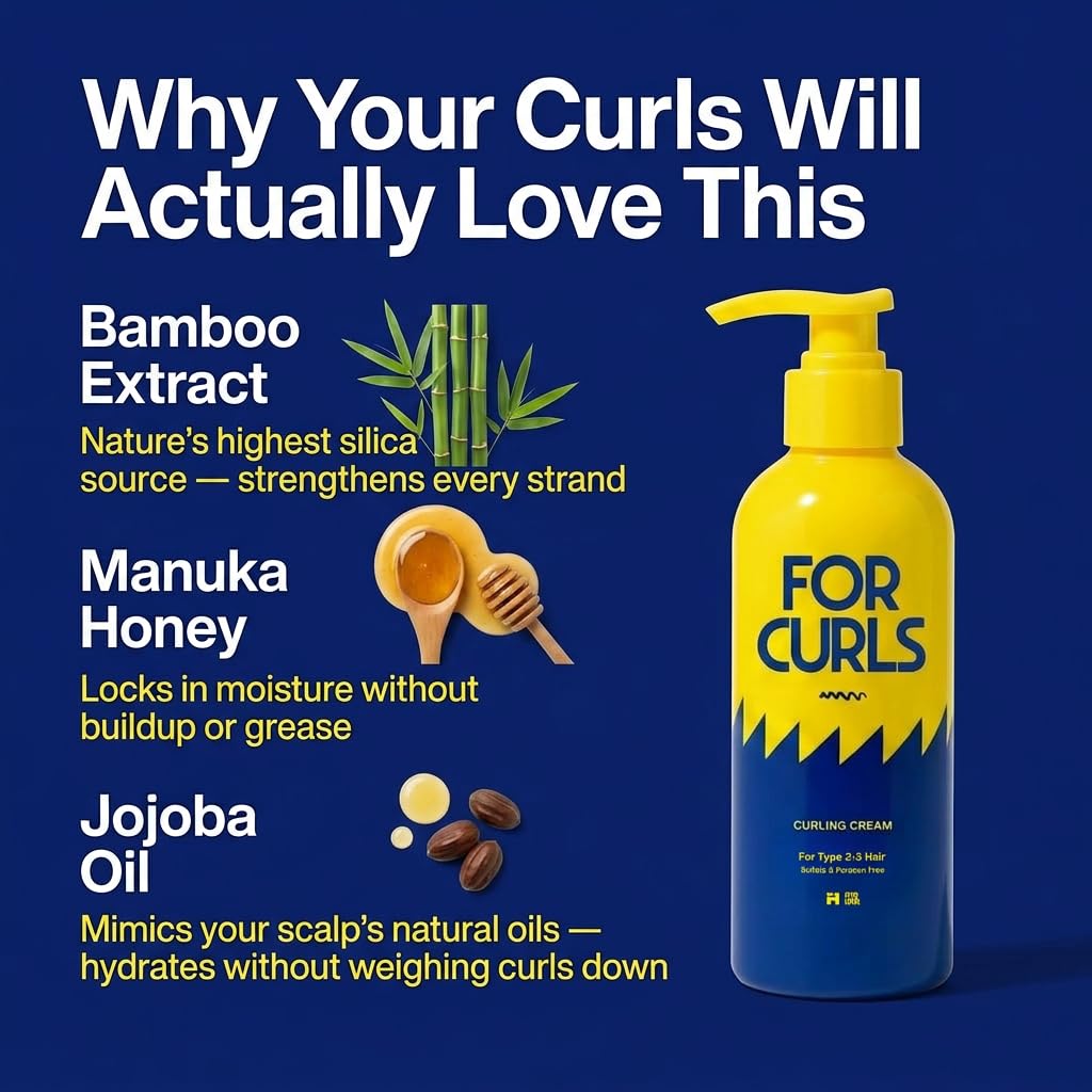FOR CURLS Curl Cream for Curly & Wavy Hair | 8.4 oz | Anti-Frizz, Lightweight, Non-Crunchy | Sulfate & Paraben Free | Type 2-3 Hair
