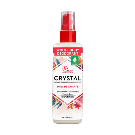 CRYSTAL Mineral Deodorant Spray- Body Deodorant With 24-Hour Odor Protection, Non-Staining Pomegranate Spray, Aluminium Chloride & Paraben Free, 4 FL Beauty and Personal Care Crystal Essence
