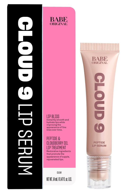 BABE ORIGINAL Cloud 9 Peptide Lip Serum | Daily Lip Treatment with Cloudberry Oil, Mushroom Extracts, Hyaluronic Acid for Dryness & Fine Lines |