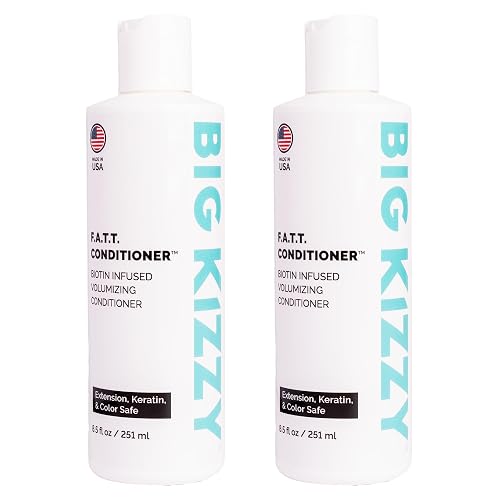 BIG KIZZY Volumizing Biotin Conditioner Set of 2, 8.5oz - Color, Keratin Treatment & Hair Extension Safe, Strengthen & Nourish Your Hair, Body