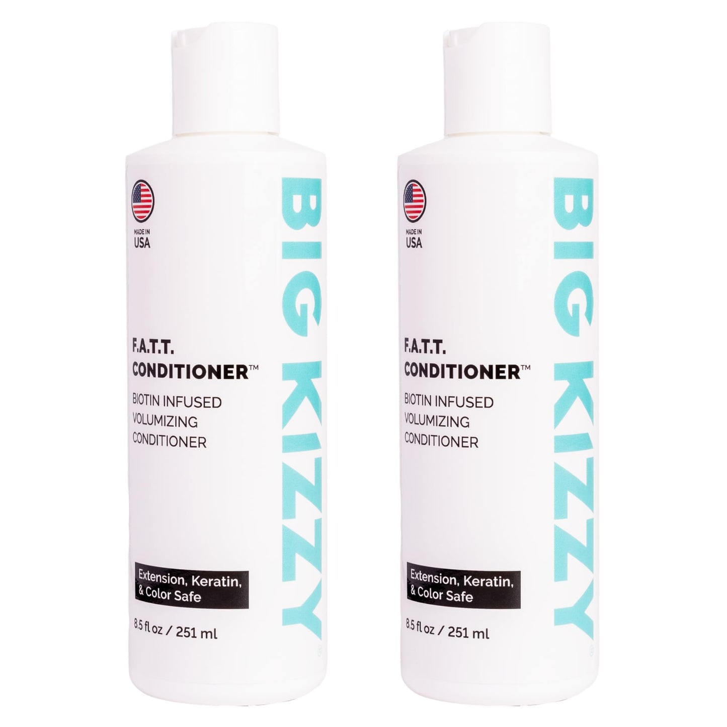 BIG KIZZY Volumizing Biotin Conditioner Set of 2, 8.5oz - Color, Keratin Treatment & Hair Extension Safe, Strengthen & Nourish Your Hair, Body