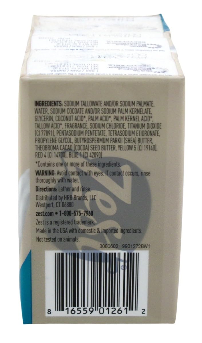 Zest Bath Bars, Cocoa Butter & Shea, 4 oz bars, 3 ea (Pack of 4)