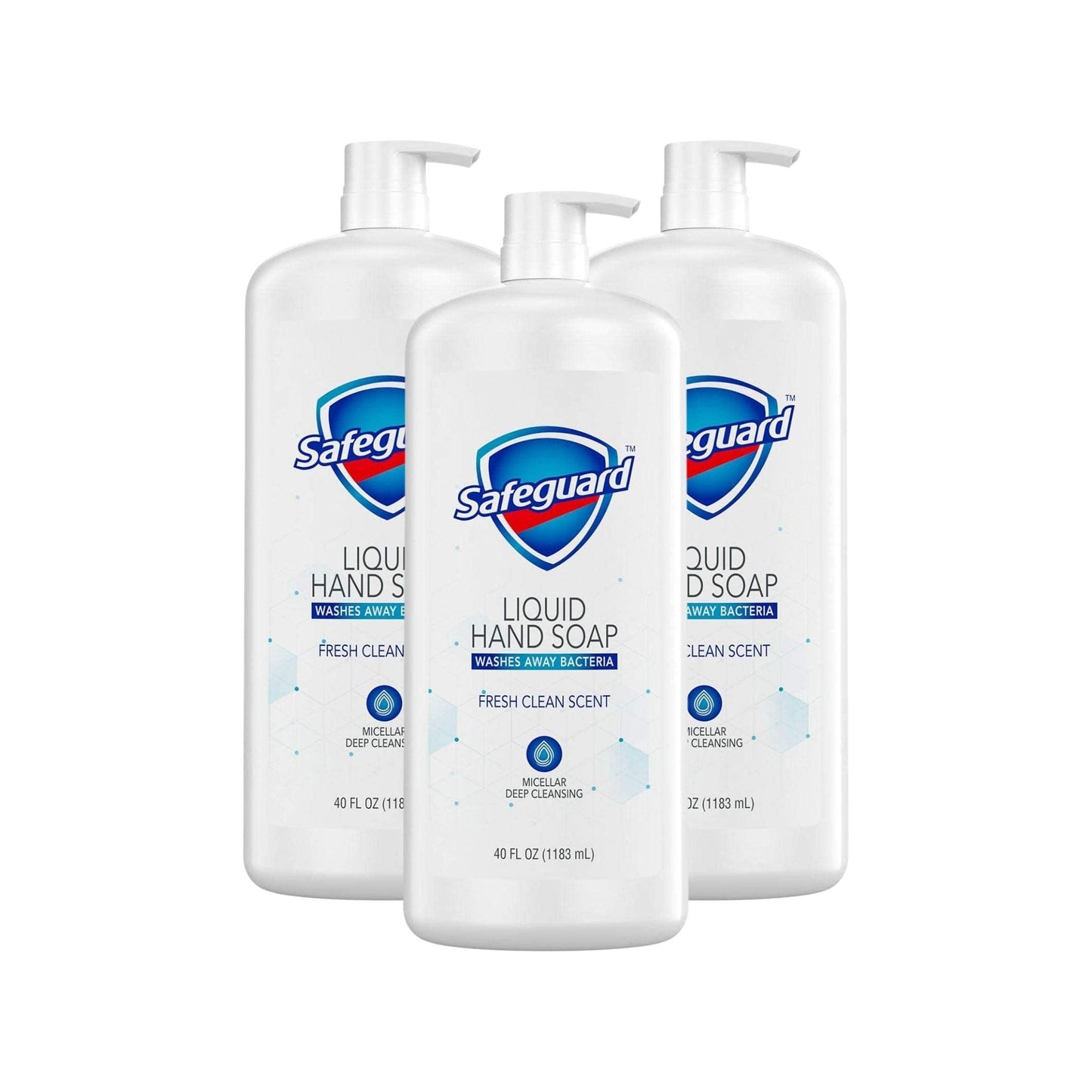 3 pack Safeguard Liquid Hand Soap, Micellar Deep Cleansing, Fresh Clean Scent (40 oz.) 40 Fl Oz (Pack of 3)