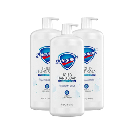 3 pack Safeguard Liquid Hand Soap, Micellar Deep Cleansing, Fresh Clean Scent (40 oz.) 40 Fl Oz (Pack of 3)