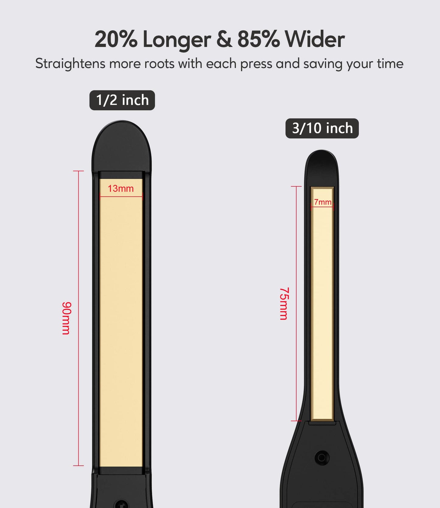 Terviiix 1/2 Inch Flat Iron for Short Hair, Small Hair Straightener and Curler 2-in-1 for Pixie Cuts & Touch-Ups, Rounded Edge Mini Flat Iron for Men