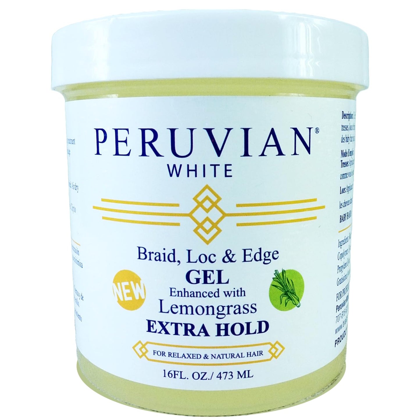 Peruvian white Braid, Loc, and Edge Gel EXTRA HOLD for Relaxed & Natural Hair, 16 oz. (Apple Cider Vinegar)