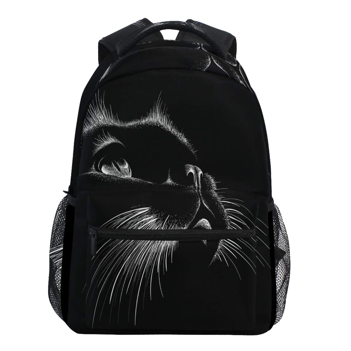 Oarencol Cute Print Style Cat Black Art Kitten Animal Backpacks Bookbags Daypack Travel School College Bag for Women Men Boys