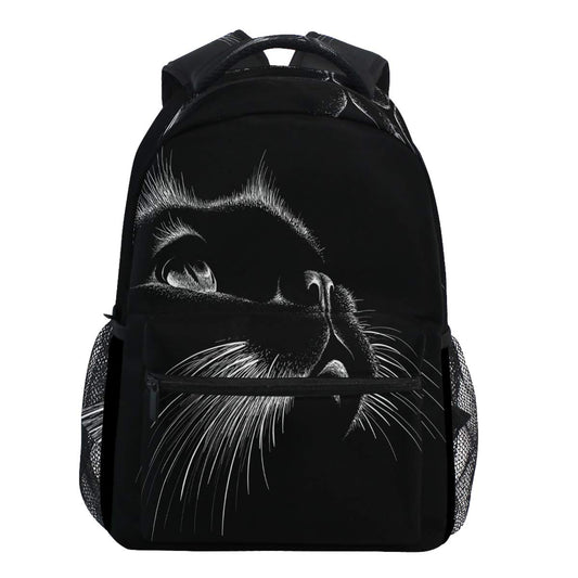 Oarencol Cute Print Style Cat Black Art Kitten Animal Backpacks Bookbags Daypack Travel School College Bag for Women Men Boys