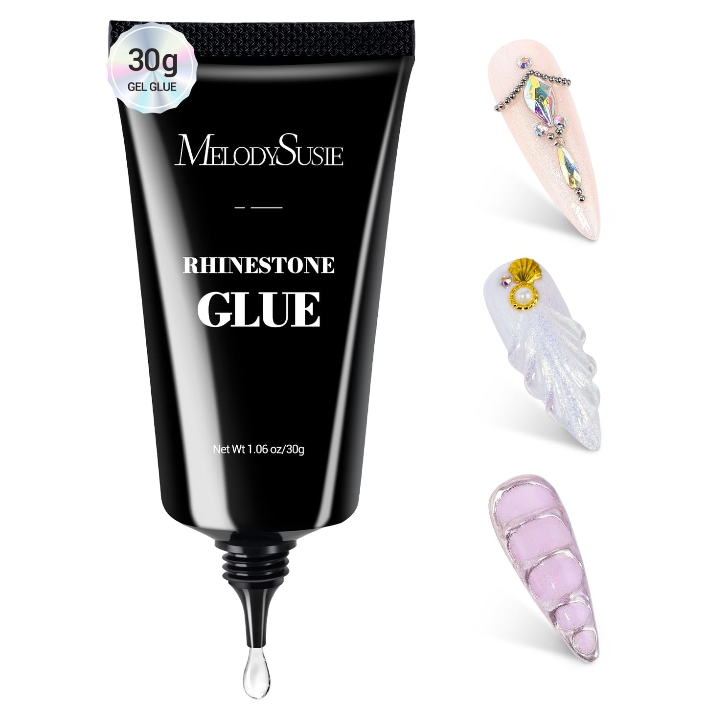 MelodySusie Rhinestone Glue Super Strong Gel Nail Glue for 3D Sculpting Nail Art Design Chrome Powder Decals Decor Need UV/LED Cured 30g Beauty and Personal Care MelodySusie