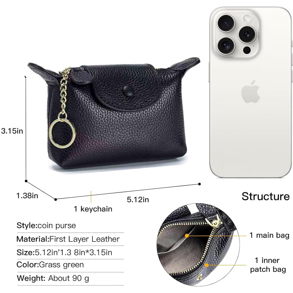 YANVIPERISK Women's Coin Purse with KeyChain, Mini Bag with Zipper - Wristlet Wallets for Men & Women