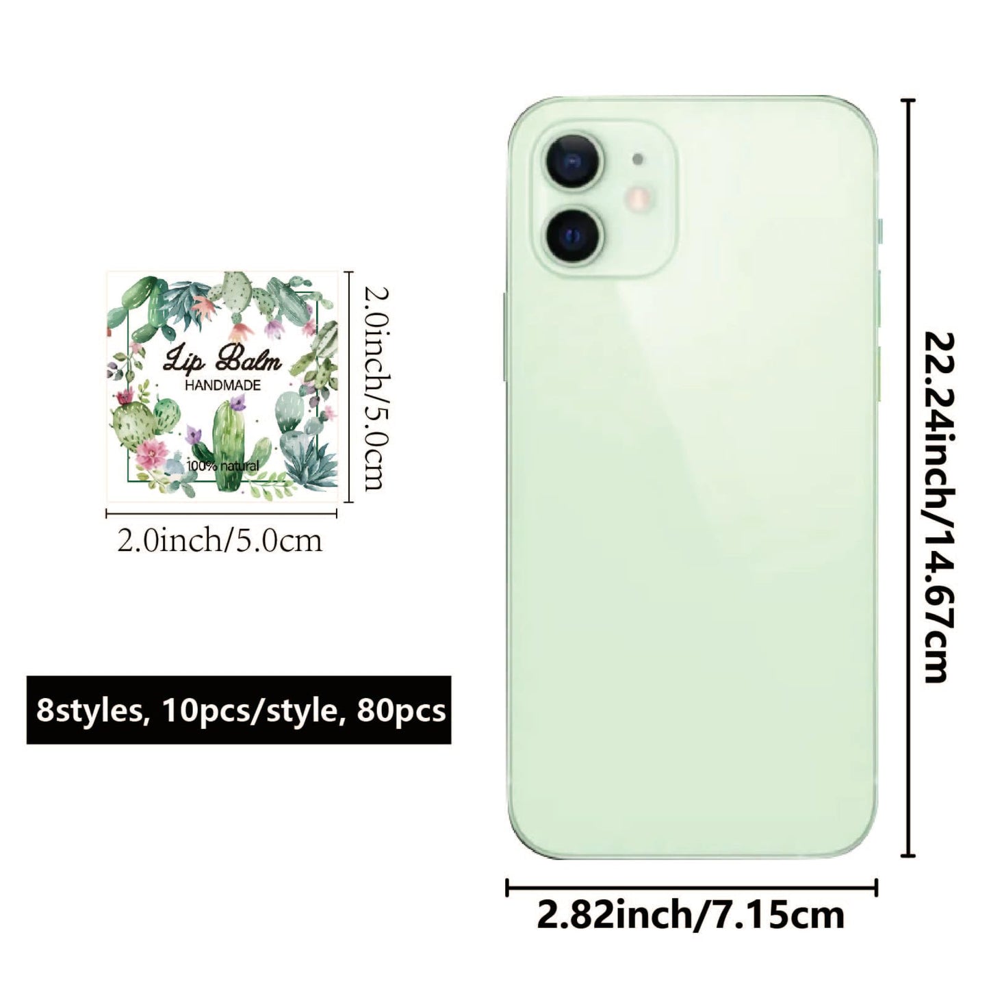 CRASPIRE 80Pcs 8 Styles Lip Balm Stickers Cactus Tropical Plants Greenery Homemade Skincare Products Self-Adhesive Waterproof Lip Balm Labels Stickers Beauty and Personal Care CRASPIRE