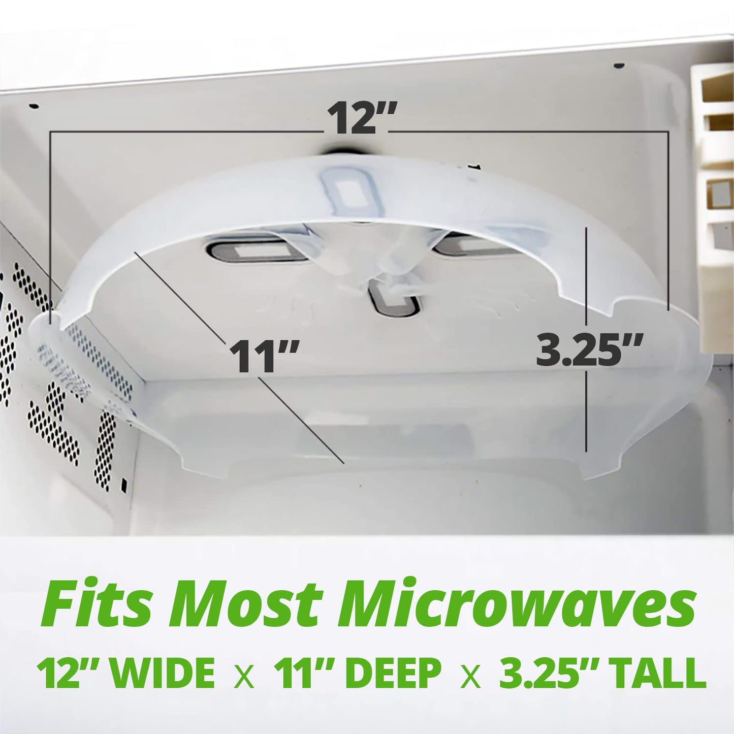 HOVER COVER Magnetic Splatter Cover, 12-Inch Clear BPA-Free Food Lid, Vented Plate Guard with Steam Vents, Anti-Splash Microwave Lid, Dishwasher…