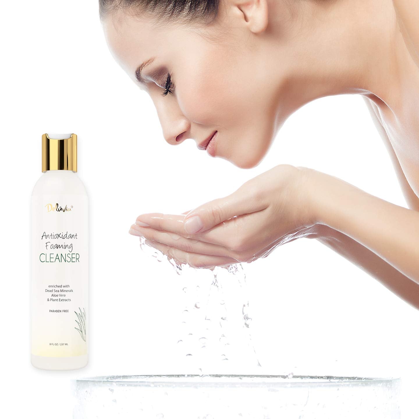 Deluvia Antioxidant Foaming Daily Facial Cleanser & Face Wash, Hydrating Gentle Face Cleanser for Sensitive & Dry Skin, Moisturizing Face Wash