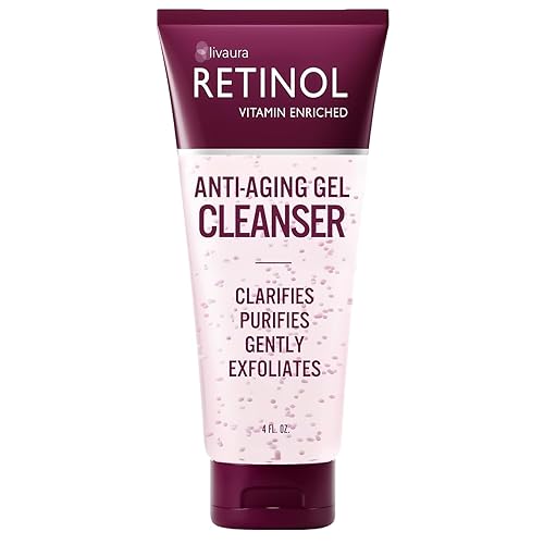 LIVAURA Retinol Anti-Aging Gel Cleanser - Gently Cleans Impurities From Pores & Exfoliates for Soft, Smooth Skin - Antioxidant-Rich Micro-Beads w