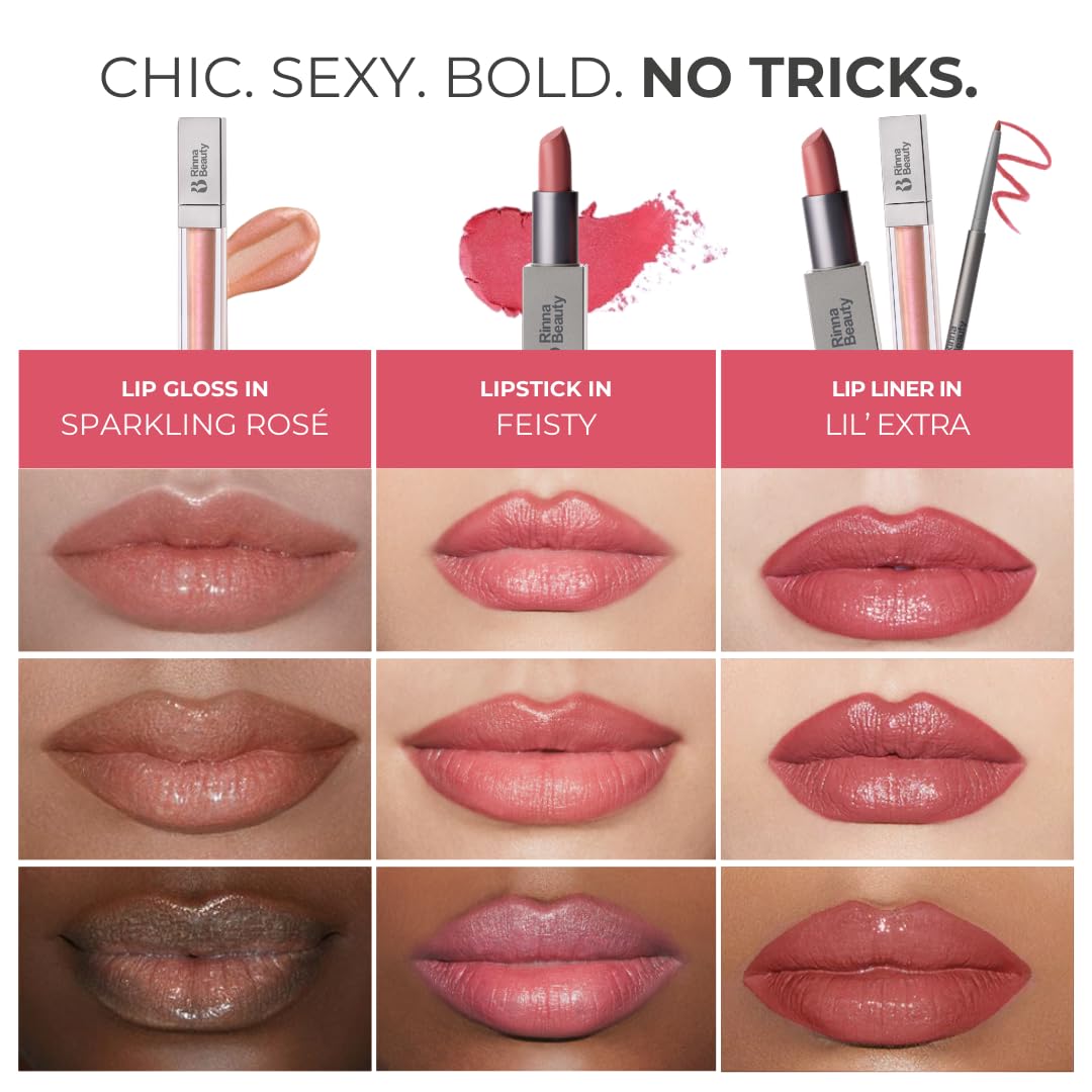 Rinna Beauty Lip Kit - Rodeo Drive - All in One Perfect Rose Lip Color - Includes Lipstick, Lip Gloss, and Lip Liner - Vegan Formula, Long-lasting,