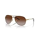 Oakley Women's Caveat Aviator Sunglasses,Polished Gold Frame/Dark Brown Gradient Lens,One Size