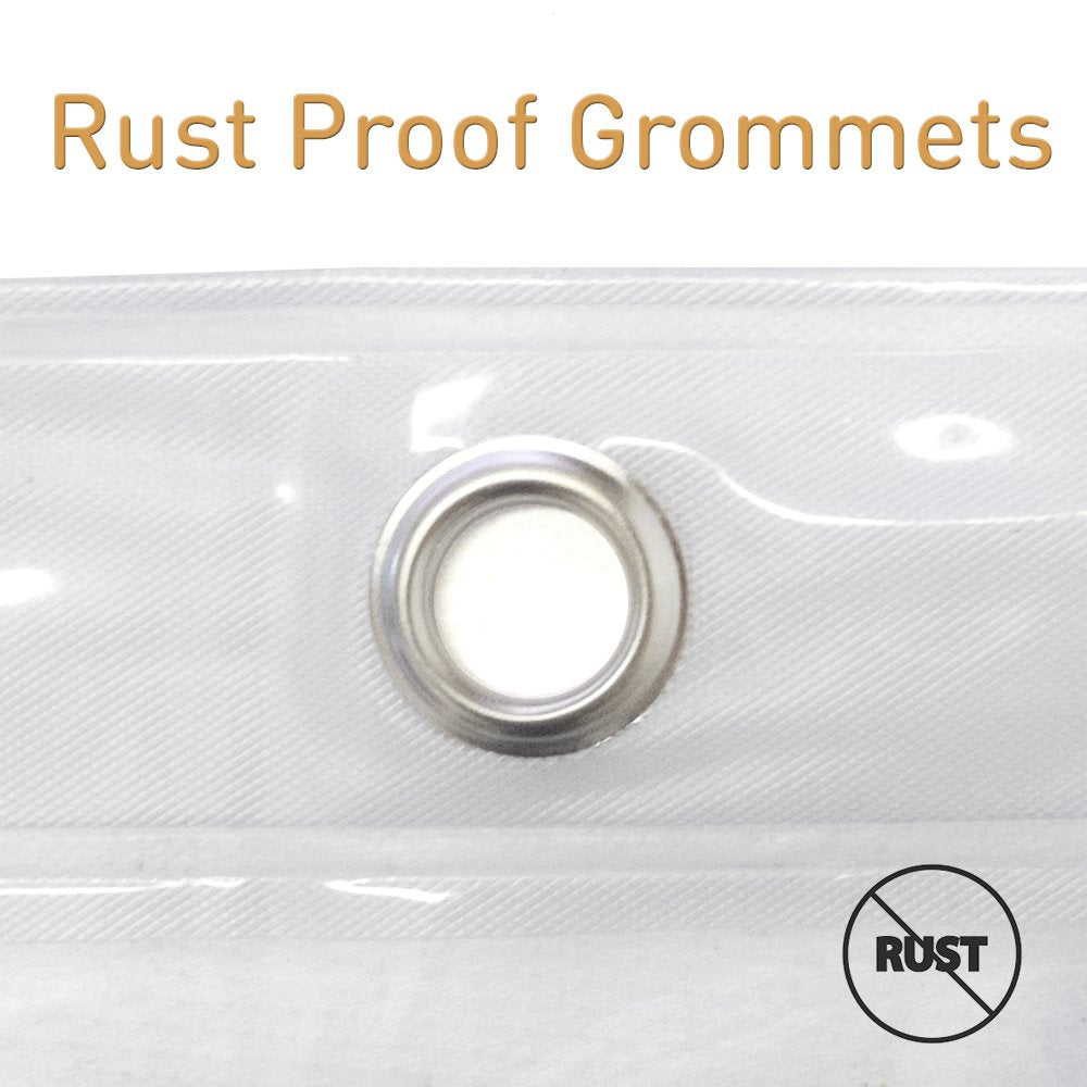 Sweet Home Collection 10 Gauge Vinyl Window Shower Curtain with Clear See Through Top, 84" Long x 72" Wide, White