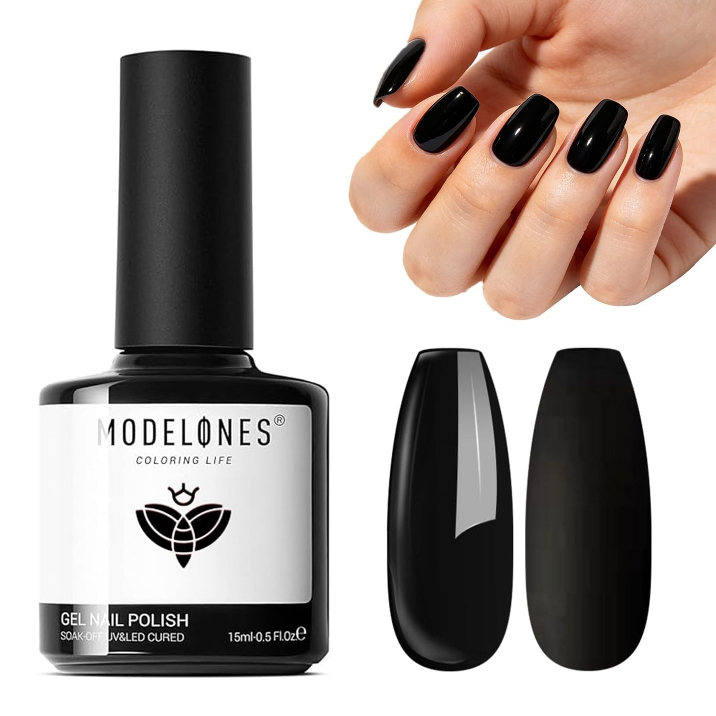 modelones Black Gel Polish Black Gel Nail Polish Soak Off Pastel U V Color Base Gel Nail Polish High Glossy No Peel Thickening Nail Manicure 15 ML Beauty and Personal Care modelones Default Title