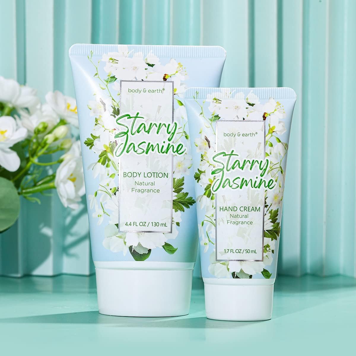 Body & Earth Gift Baskets for Women 11PCS Jasmine Spa Gift Sets for Her, Self Care Kit with Bubble Bath, Shower Gel, Lotion Set, Mothers Day Gifts