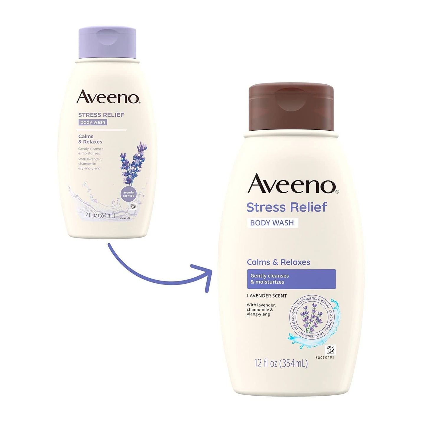 Aveeno Stress Relief Body Wash with Soothing Oat,Lavender, Chamomile & Ylang-Ylang Essential Oils, Hypoallergenic, Dye-Free & Soap-Free Calming Body