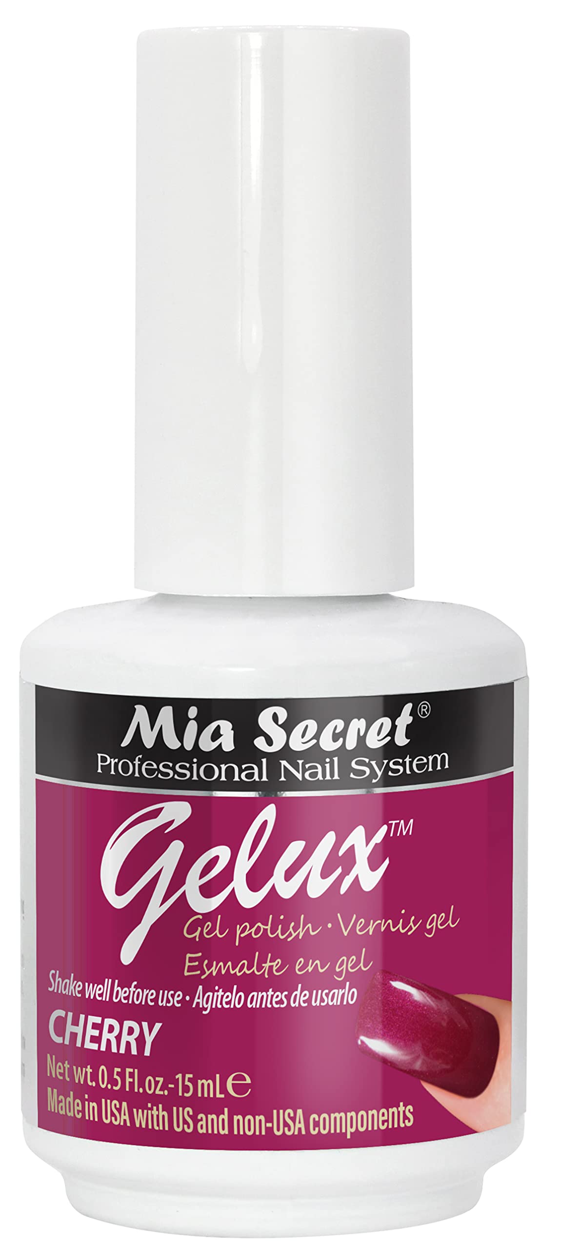 Mia Secret Gelux Soak-off gel nail polish color Cherry - Gel polish cured with nail lamp - Esmaltes para uñas en gel de larga duración para lampara uv Beauty & Personal Care Mia Secret