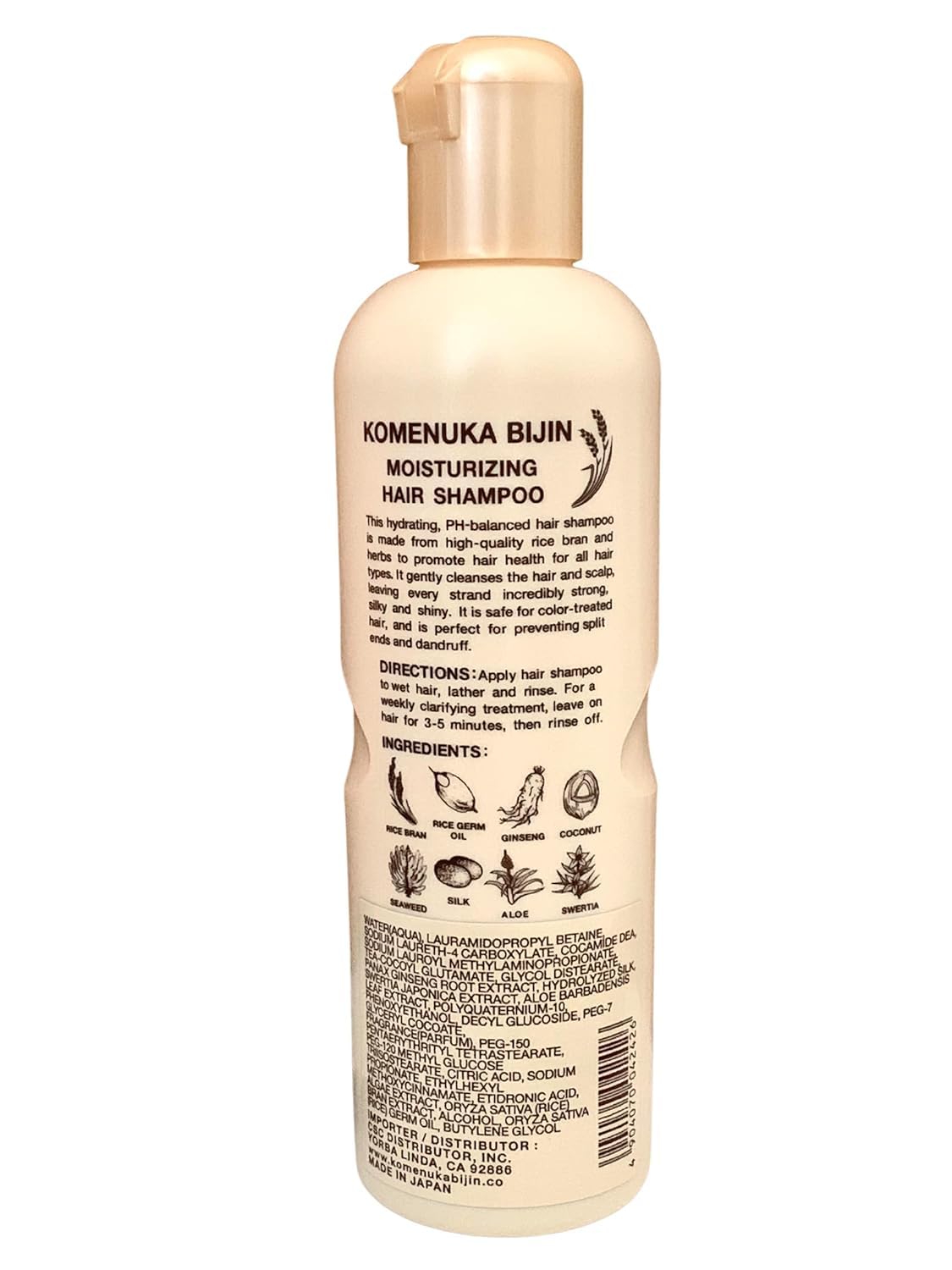 Komenuka Bijin Moisturizing Hair Shampoo and Hair Treatment / Conditioner, No PARABENS and SULFATES