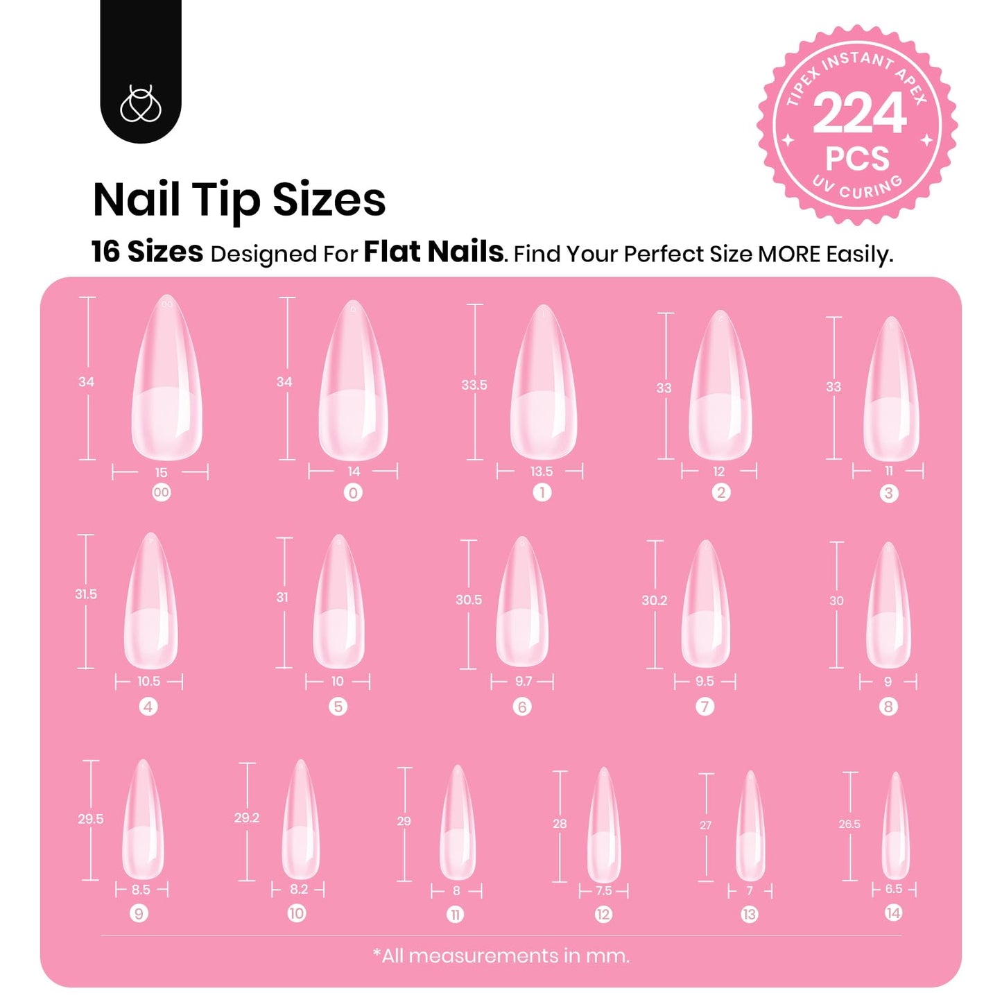 Beetles Tipex Instant Apex Nail Tips Kit, Stiletto Long, 224pcs 16 Sizes, with Tipex UV Nail Glue Mini Nail Lamp,Pre-Building Pre-Etched Strong Beauty and Personal Care beetles Gel Polish