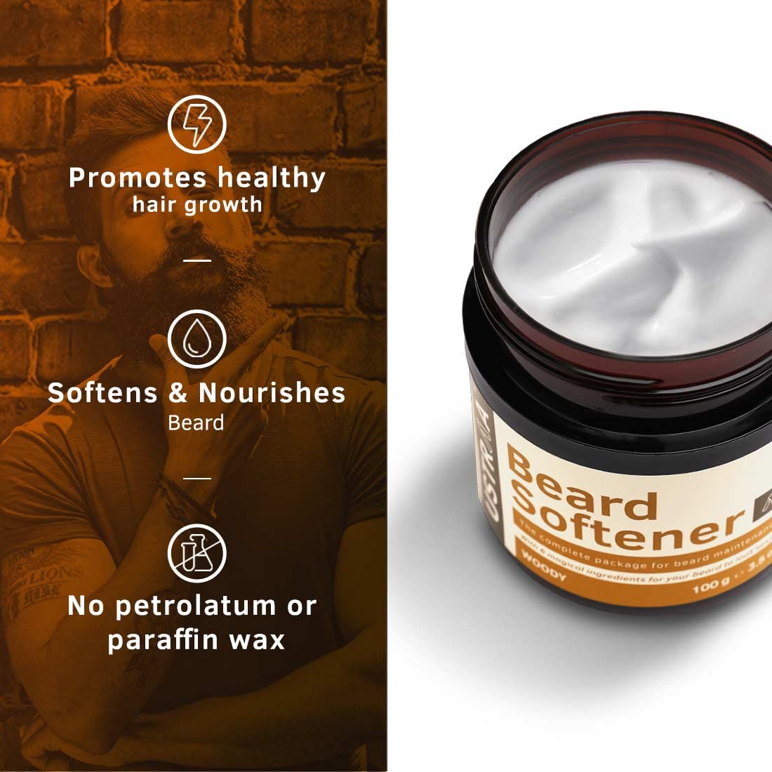 USTRAA Beard Softener - 3.5 Oz - Softens and nourishes your beard without Sulphates or Parabens, Long lasting moisturization and shine Beauty and Personal Care Ustraa