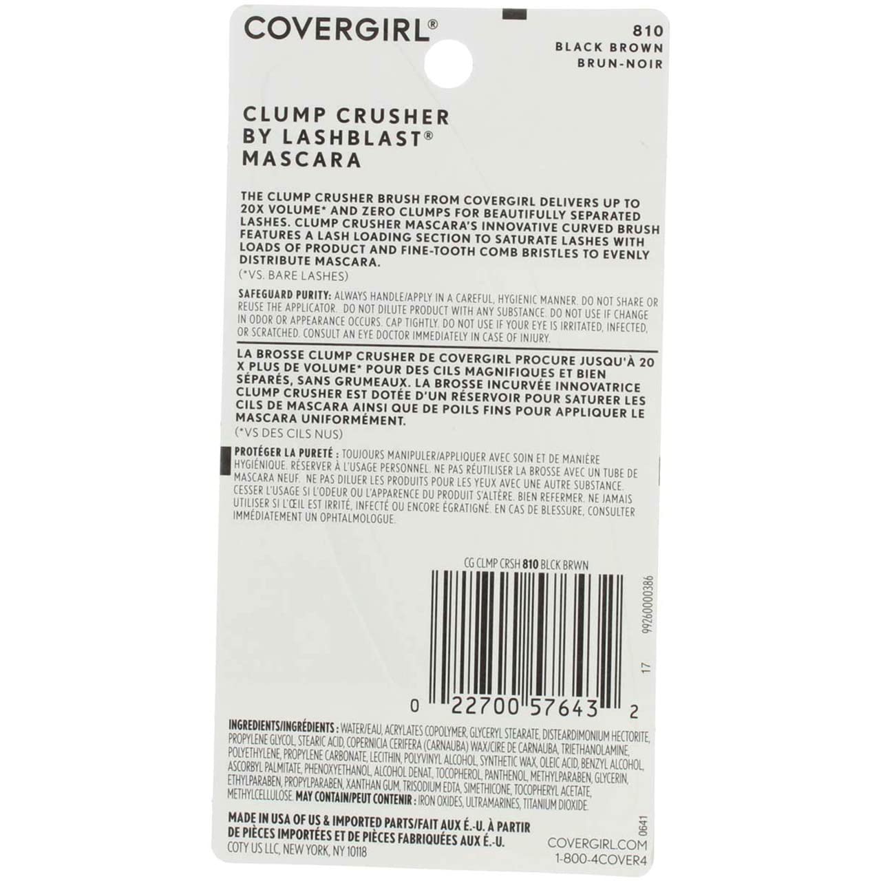CoverGirl Clump Crusher Mascara By Lashblast, Black Brown [810] 0.44 oz (Pack of 2)