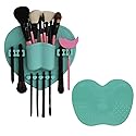 LORMAY Silicone Makeup Brush Organizer + Makeup Brush Cleaning Mat - Brush Holder for Air Drying. Easy to Mount to Wall, Mirror, Dresser or Tile (Mint