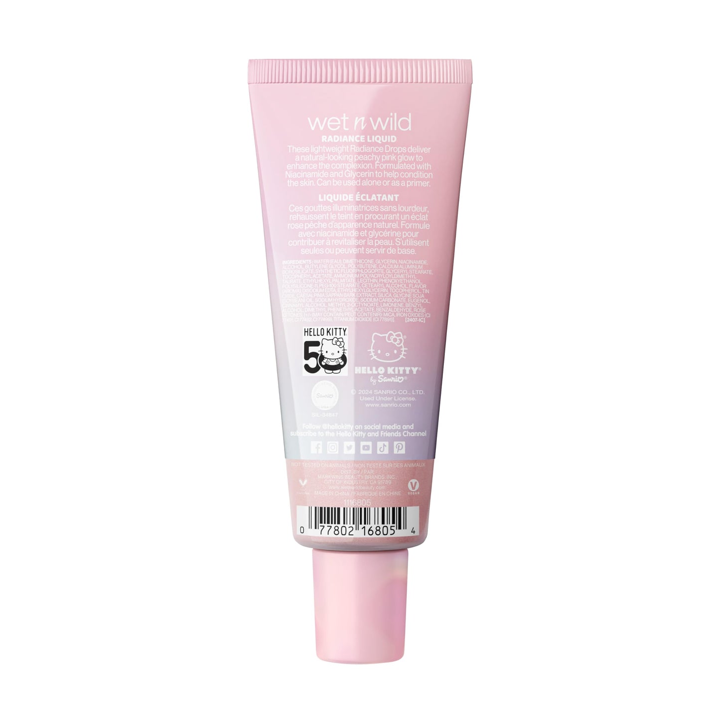 wet n wild Hello Kitty Radiance Liquid, Nourishing Niacinamide & Glycerin Infused Formula, Natural Multi-Functional Glow, Cruelty-Free & Vegan