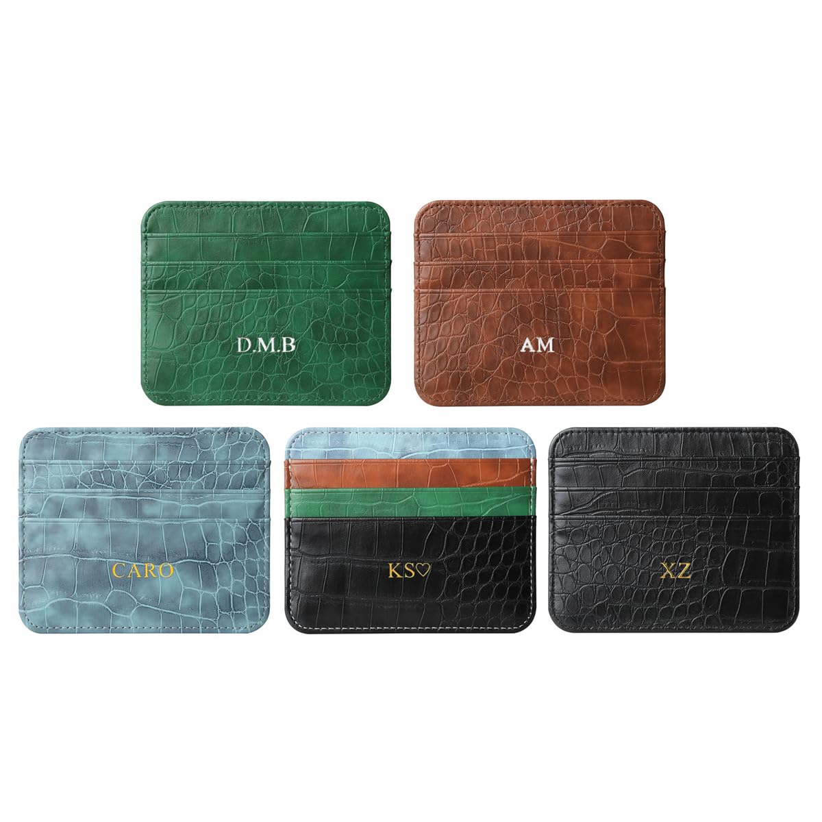 personalisa gold silver initial letters credit card holder wallet, pu leather ultra slim thin minimalist case protector, front pocket wallets for…