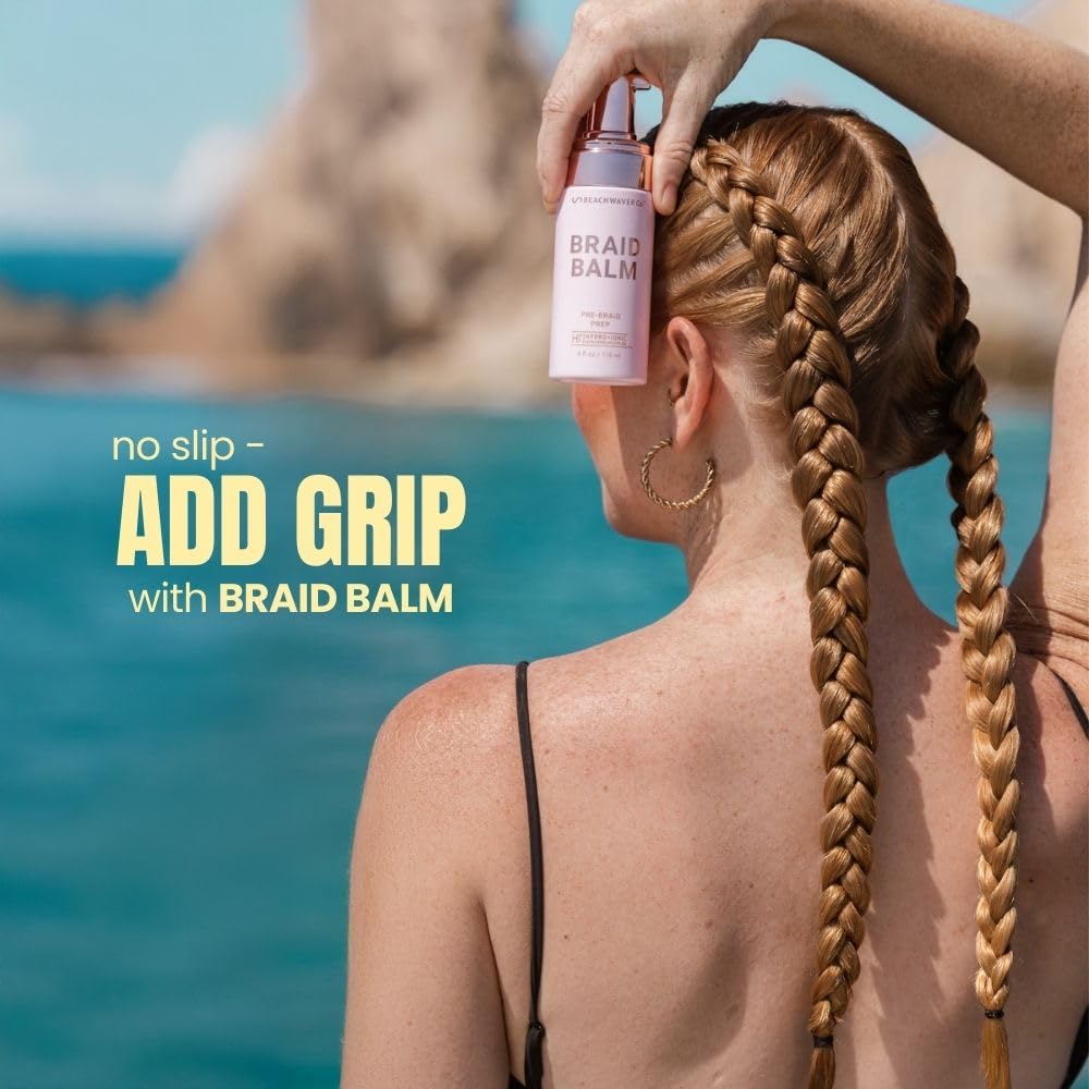 The Beachwaver Co. Braid Balm Pre-Braid Prep - Full Size (4 Fl Oz) | Frizz-Taming Primer Foam | Strengthen and Reduce Flyaways w/HiX Vegan Bond