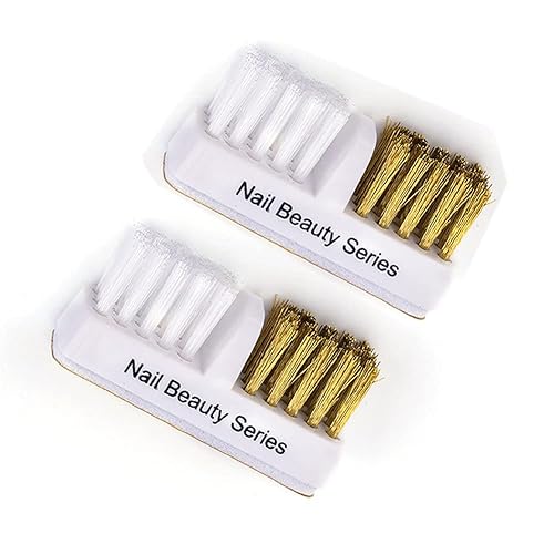 2Pcs Nail Art Drill Bit Cleaning Brushes 2-in-1 Copper and Soft Brushes Nail Art Tools for Nail Salon or Home Use, White