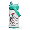 CamelBak Thrive Flip Straw Kids Bite Valve Stainless Steel Water Bottle Biking Dogs, 12oz