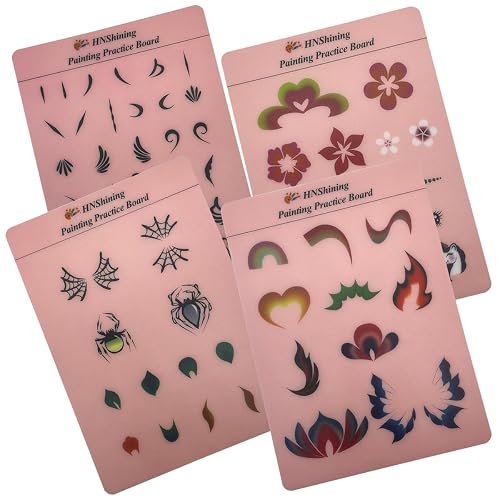 HNShining Face and Body Paint Practice Board With Various Patterns - Reusable Exercise Template and Skill Sheet