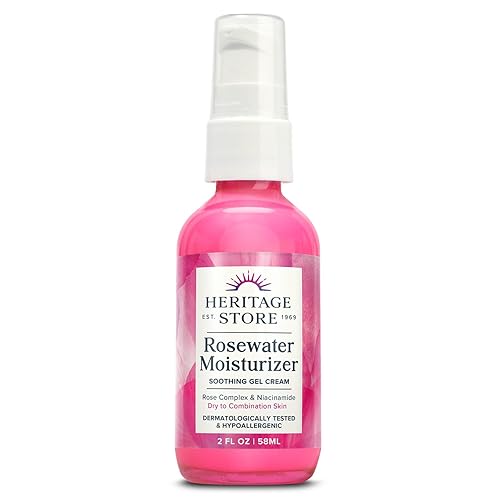 HERITAGE STORE Rosewater Face Moisturizer - Soothing Gel Moisturizer with Rose Complex, Niacinamide and Hyaluronic Acid - Dry to Combination Skin Care