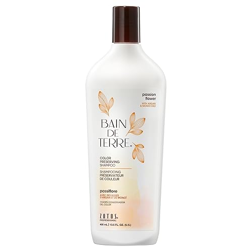 Bain de Terre Passion Flower Color Preserving Shampoo, for Vibrant Color & Protection from Fading, with Argan & Monoi Oils, Paraben-free, Vegan, 13.5