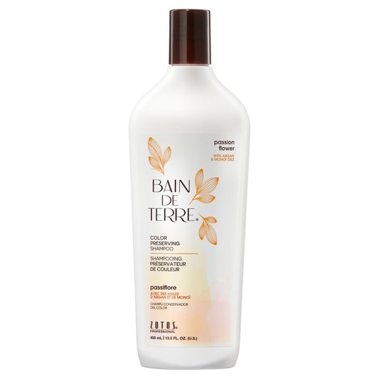 Bain de Terre Passion Flower Color Preserving Shampoo, for Vibrant Color & Protection from Fading, with Argan & Monoi Oils, Paraben-free, Vegan, 13.5