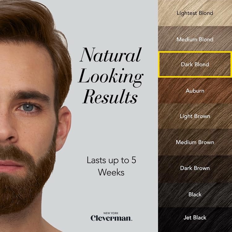 Reusable Hair & Beard Dye for Men - Dark Blond 7.01 | Up to 5 Uses, 7 Minutes | Natural Gray Coverage, No-Drip Cream with SkinArmour® - Cleverman