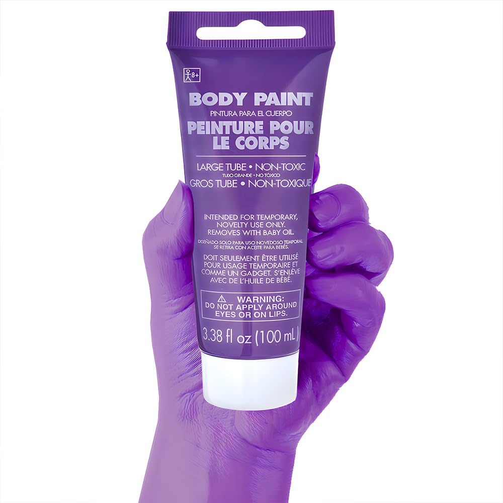 Body Paint for Halloween - 3.38 oz. (1 Pc.) - Vibrant & Easy-to-Apply Costume Makeup, Perfect for Props and Parties, Purple