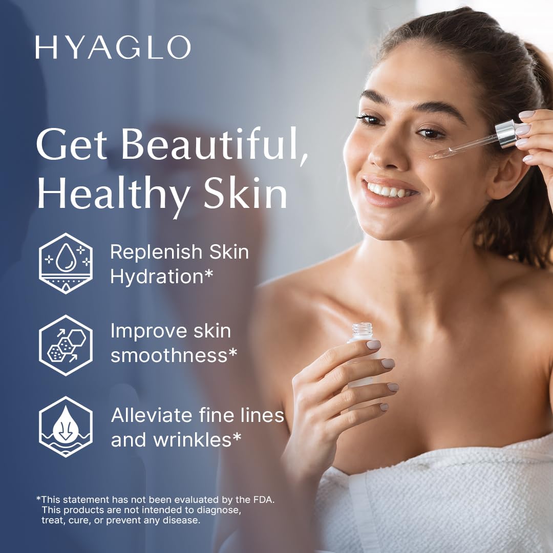 HYAGLO® Intense Moisture Hyaluronic Acid Hydrating Serum | Instant Skin Hydration | Topical Facial Treatment for Skin Dryness | Vegan-friendly Beauty & Personal Care HYAGLO
