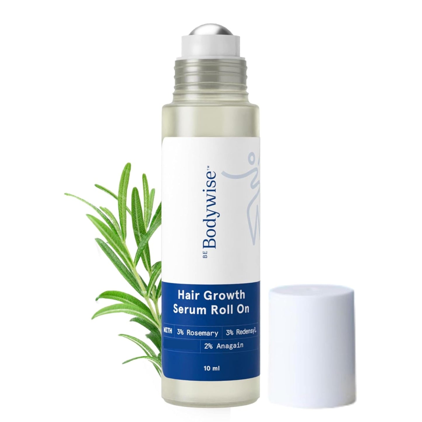 Be Bodywise Rosemary Hair Growth Serum Roll On 10 ml - 3% Rosemary, 3% Redensyl & 2% Anagain | DHT-Blocking Scalp Serum Boosts Oxygen Flow, Reduces Beauty and Personal Care Be Bodywise Default Title