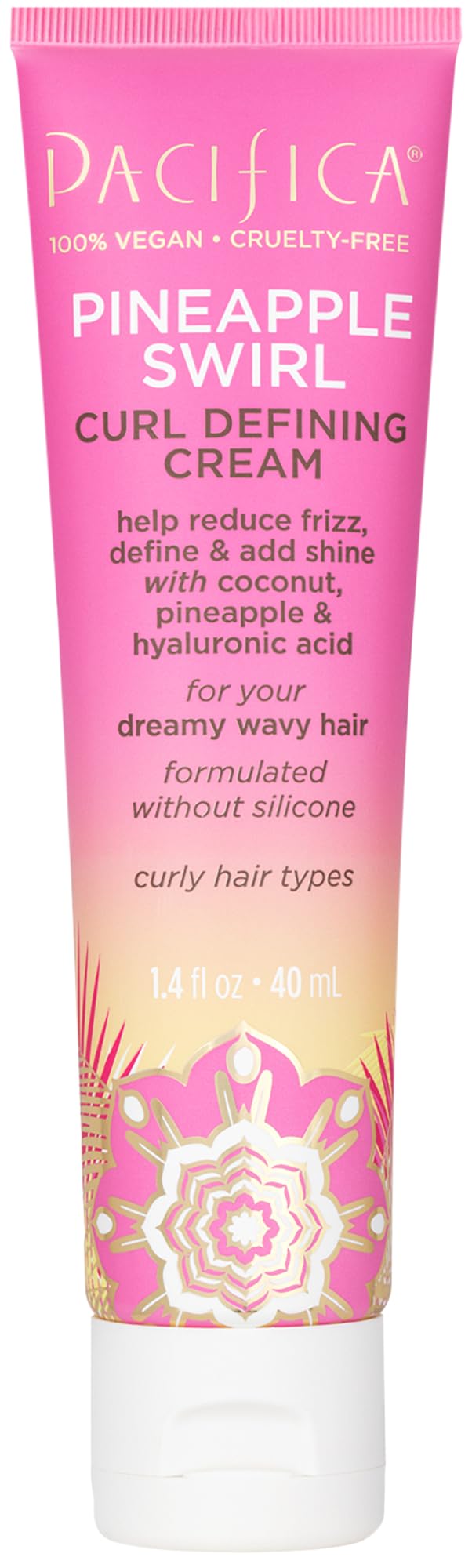 Pacifica Beauty Curl Cream for Curly Hair - Pineapple Swirl Curl Defining Cream - Hair Styling Product for Curly, Wavy, Coily & Curly Hair 1.4 FZ